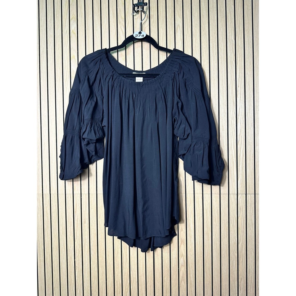 274 Sundance Sweet Serenade Peasant Blouse Tiered Bell Sleeve (XS, Black, EUC)